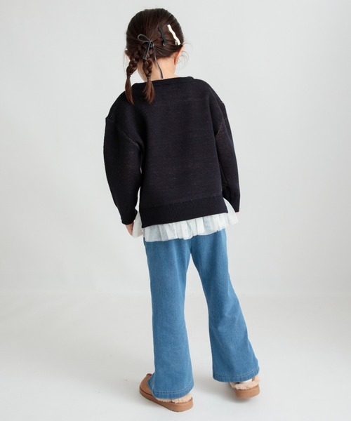 BRANSHES（ブランシェス）の「【あったか】フレア裏起毛デニムパンツ（デニムパンツ・キッズ・ネイビー/ブルー・140/80/150/90/120/130/110/100）」の19枚目の写真
