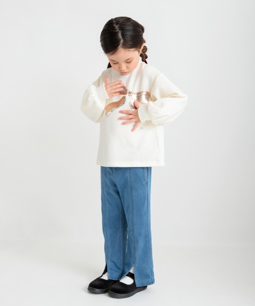 BRANSHES（ブランシェス）の「【あったか】フレア裏起毛デニムパンツ（デニムパンツ・キッズ・ネイビー/ブルー・140/80/150/90/120/130/110/100）」の17枚目の写真