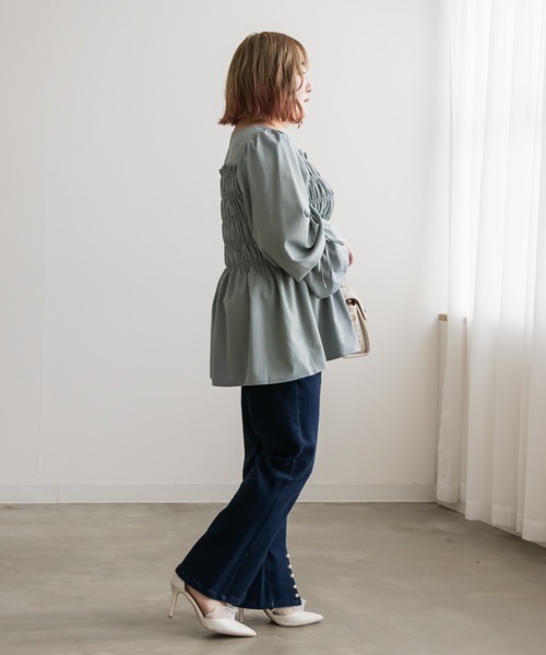 CLETTE(クレット)の「袖リボンシャーリングブラウス(シャツ/ブラウス・レディース・パープル/ラベンダー/ブルーグリーン・4L/3L/LL)」の16枚目の写真
