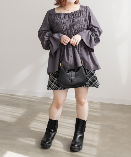 CLETTE(クレット)の「袖リボンシャーリングブラウス(シャツ/ブラウス・レディース・パープル/ラベンダー/ブルーグリーン・4L/3L/LL)」の19枚目の写真
