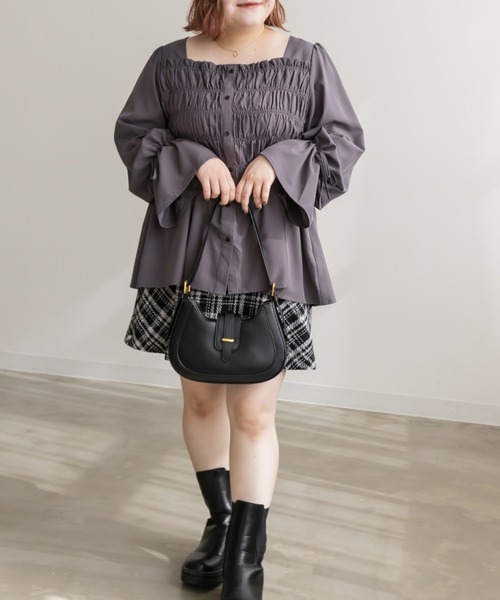 CLETTE(クレット)の「袖リボンシャーリングブラウス(シャツ/ブラウス・レディース・パープル/ラベンダー/ブルーグリーン・4L/3L/LL)」の20枚目の写真