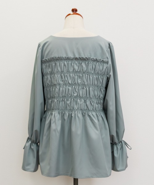 CLETTE(クレット)の「袖リボンシャーリングブラウス(シャツ/ブラウス・レディース・パープル/ラベンダー/ブルーグリーン・4L/3L/LL)」の12枚目の写真