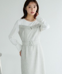 Andemiu(アンデミュウ)のブラウスドッキングワンピース290044(ワンピース)