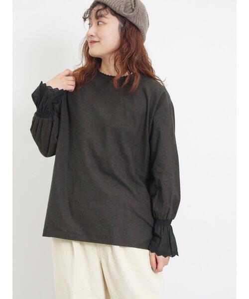 Samansa Mos2（サマンサ モスモス）の「【保温加工】袖口レースブラウス（シャツ/ブラウス・レディース・ミント/ベージュ/チャコールグレー/オフホワイト・F）」の6枚目の写真