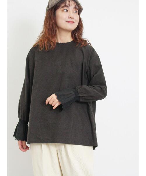 Samansa Mos2（サマンサ モスモス）の「【保温加工】袖口レースブラウス（シャツ/ブラウス・レディース・ミント/ベージュ/チャコールグレー/オフホワイト・F）」の7枚目の写真