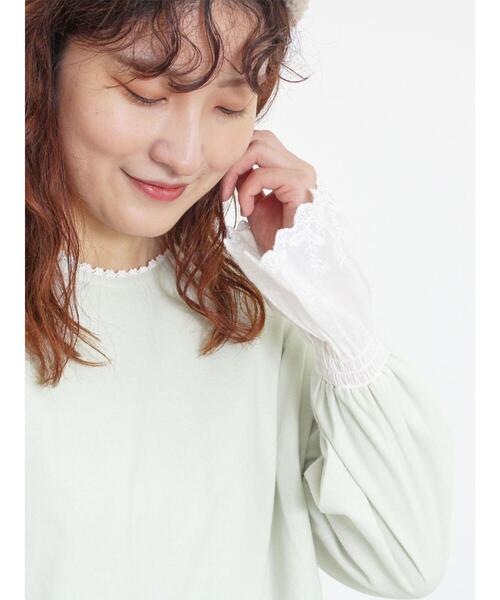 Samansa Mos2（サマンサ モスモス）の「【保温加工】袖口レースブラウス（シャツ/ブラウス・レディース・ミント/ベージュ/チャコールグレー/オフホワイト・F）」の10枚目の写真