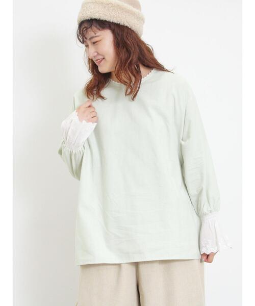 Samansa Mos2（サマンサ モスモス）の「【保温加工】袖口レースブラウス（シャツ/ブラウス・レディース・ミント/ベージュ/チャコールグレー/オフホワイト・F）」の12枚目の写真