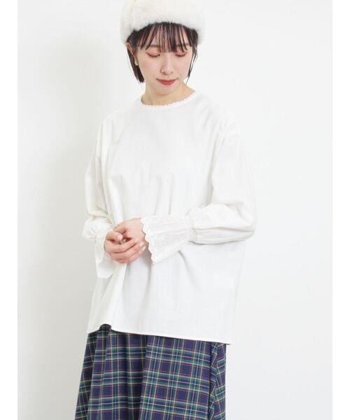 Samansa Mos2（サマンサ モスモス）の「【保温加工】袖口レースブラウス（シャツ/ブラウス・レディース・ミント/ベージュ/チャコールグレー/オフホワイト・F）」の14枚目の写真