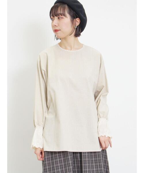 Samansa Mos2（サマンサ モスモス）の「【保温加工】袖口レースブラウス（シャツ/ブラウス・レディース・ミント/ベージュ/チャコールグレー/オフホワイト・F）」の18枚目の写真