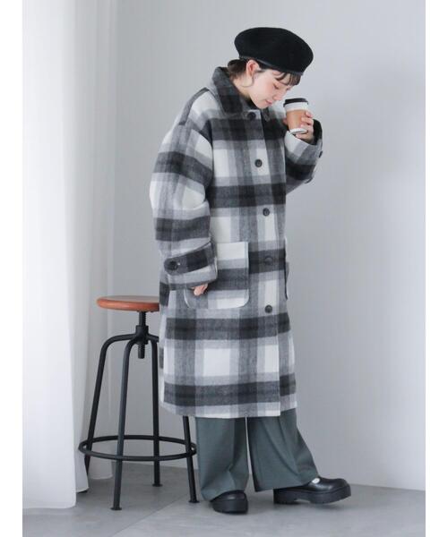 ehka sopo（エヘカソポ）の「チェックステンカラーコート（その他アウター・レディース・グリーン/ブラウン/チャコールグレー・F）」の17枚目の写真