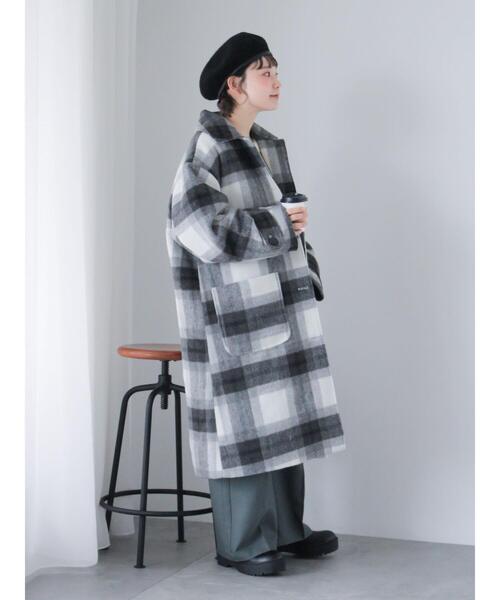 ehka sopo（エヘカソポ）の「チェックステンカラーコート（その他アウター・レディース・グリーン/ブラウン/チャコールグレー・F）」の14枚目の写真