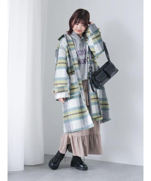 ehka sopo（エヘカソポ）の「チェックステンカラーコート（その他アウター・レディース・グリーン/ブラウン/チャコールグレー・F）」の11枚目の写真