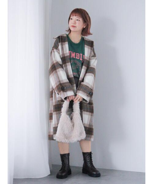 ehka sopo（エヘカソポ）の「チェックステンカラーコート（その他アウター・レディース・グリーン/ブラウン/チャコールグレー・F）」の7枚目の写真