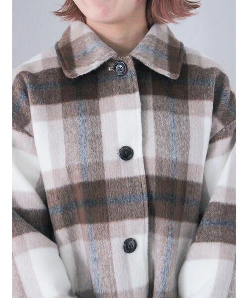 ehka sopo（エヘカソポ）の「チェックステンカラーコート（その他アウター・レディース・グリーン/ブラウン/チャコールグレー・F）」の4枚目の写真