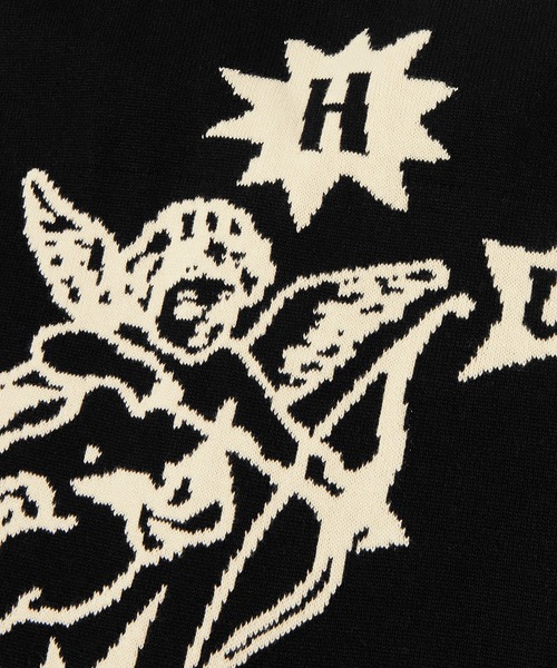 HUF（ハフ）の「ICARUS KNIT TOP  /  HUF ハフ トップス（ポロシャツ・メンズ・ナチュラル/ブラック・MEDIUM/LARGE/SMALL/X-LARGE/XX-LARGE）」の5枚目の写真