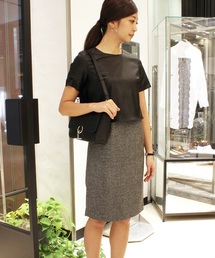 FIGARO Paris | シルクウール ツイード*フェイクレザー ワンピース◆(ワンピース)