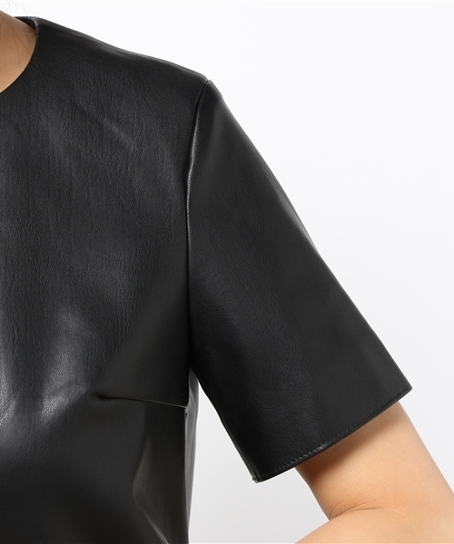 FIGARO Paris(フィガロパリ)の「シルクウール ツイード*フェイクレザー ワンピース◆(ワンピース・レディース・ブラック・36/38)」の13枚目の写真