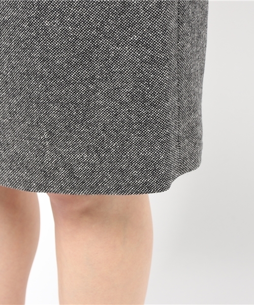 FIGARO Paris(フィガロパリ)の「シルクウール ツイード*フェイクレザー ワンピース◆(ワンピース・レディース・ブラック・36/38)」の15枚目の写真