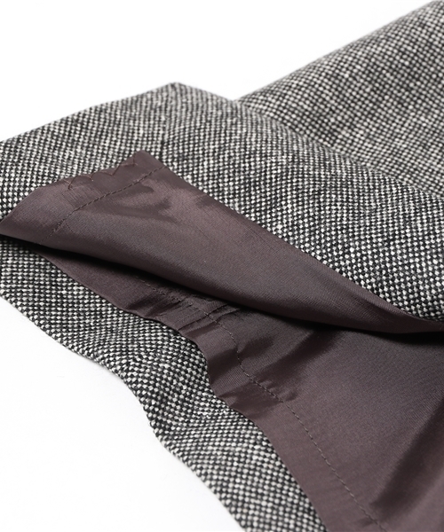 FIGARO Paris(フィガロパリ)の「シルクウール ツイード*フェイクレザー ワンピース◆(ワンピース・レディース・ブラック・36/38)」の5枚目の写真