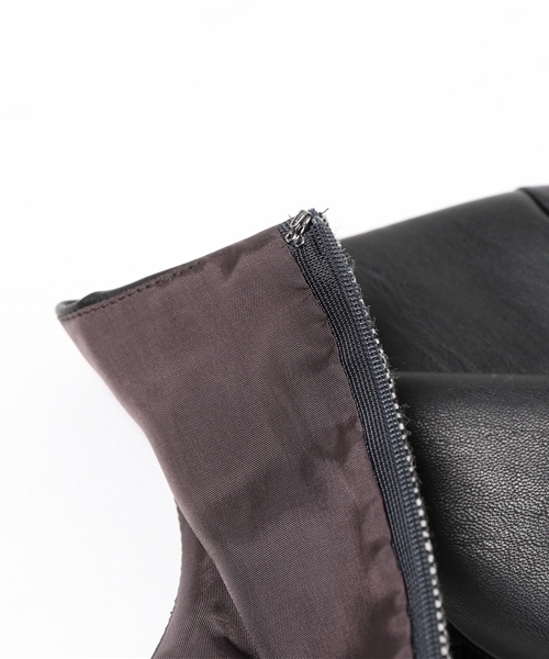 FIGARO Paris(フィガロパリ)の「シルクウール ツイード*フェイクレザー ワンピース◆(ワンピース・レディース・ブラック・36/38)」の6枚目の写真