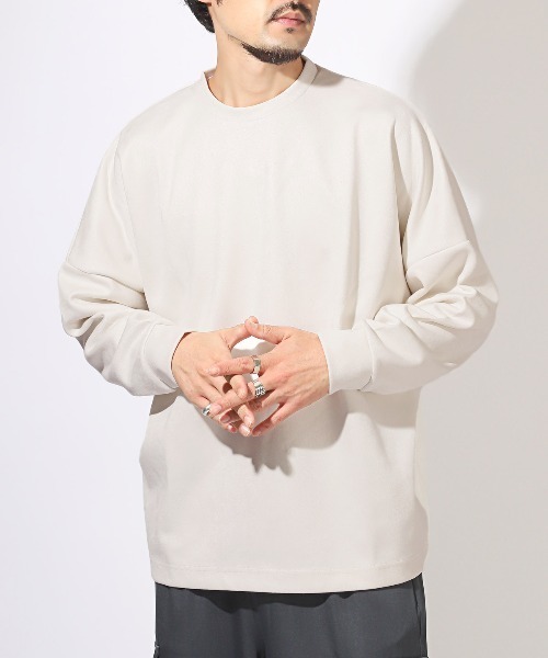 LUXSTYLE(ラグスタイル)の「フェイクスエードドルマンスリーブロンT(Tシャツ/カットソー・メンズ・ホワイト/ブラック・M/L)」の1枚目の写真