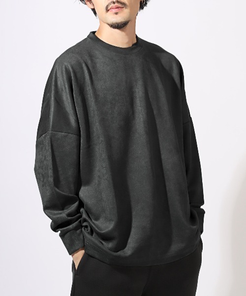 LUXSTYLE(ラグスタイル)の「フェイクスエードドルマンスリーブロンT(Tシャツ/カットソー・メンズ・ホワイト/ブラック・M/L)」の2枚目の写真