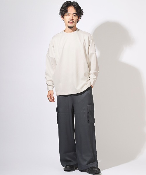 LUXSTYLE(ラグスタイル)の「フェイクスエードドルマンスリーブロンT(Tシャツ/カットソー・メンズ・ホワイト/ブラック・M/L)」の6枚目の写真