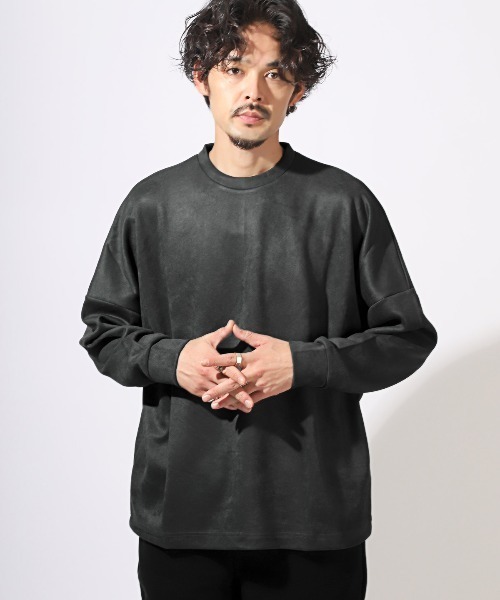 LUXSTYLE(ラグスタイル)の「フェイクスエードドルマンスリーブロンT(Tシャツ/カットソー・メンズ・ホワイト/ブラック・M/L)」の7枚目の写真