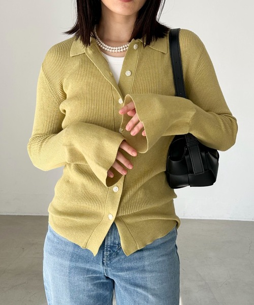 Doux archives(ドゥアルシーヴ)の「シルクミックス細見えリブニット(ニット/セーター・レディース・グリーン/ブラック/グレー・FREE)」の17枚目の写真