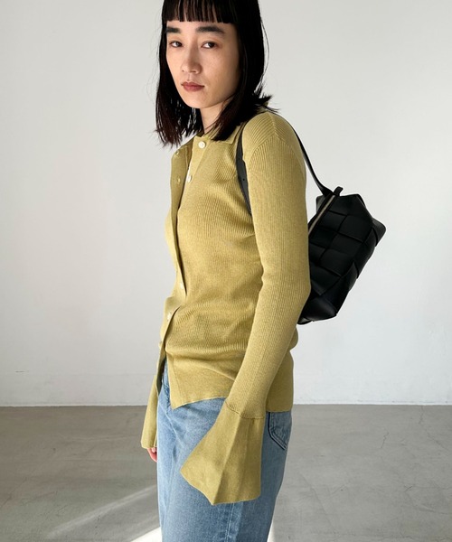 Doux archives(ドゥアルシーヴ)の「シルクミックス細見えリブニット(ニット/セーター・レディース・グリーン/ブラック/グレー・FREE)」の13枚目の写真