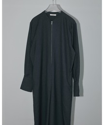 anuke（アンヌーク）の「Collarless Stripe Combinaison（つなぎ