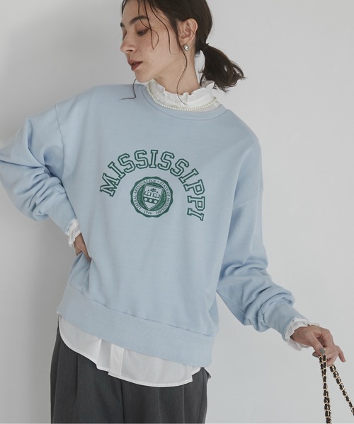 ピグメント カレッジロゴ ショートスウェット（スウェット）｜ANGIE（アンジー） 6,098円