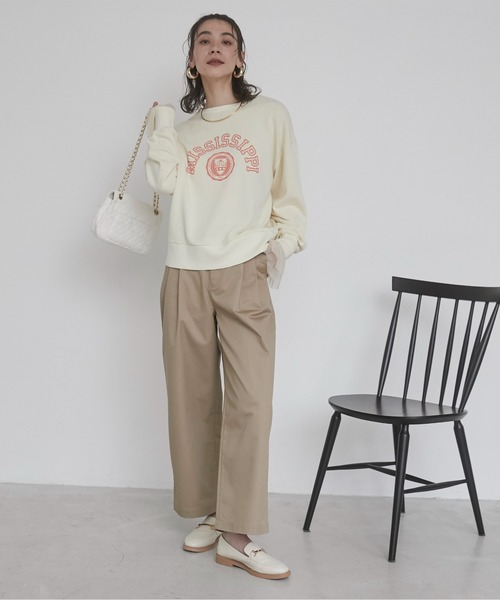 ANGIE（アンジー）の「ピグメント カレッジロゴ スウェット／トレーナー（スウェット・レディース・アイボリー/ブラック/サックスブルー/ライトピンク/ブラック系その他/ネイビー/ホワイト系その他・FREE）」の9枚目の写真