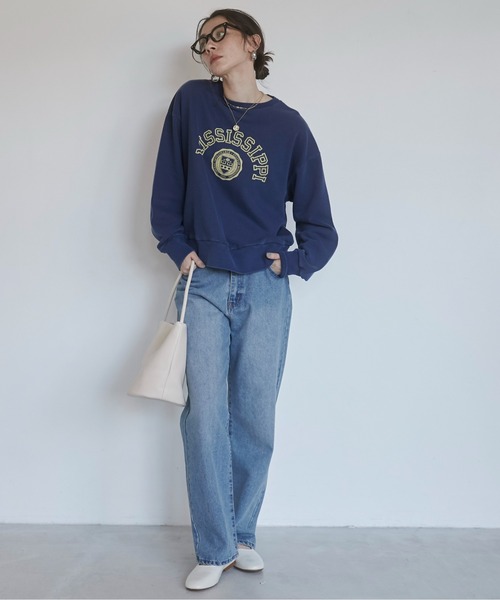 ANGIE（アンジー）の「ピグメント カレッジロゴ スウェット／トレーナー（スウェット・レディース・アイボリー/ブラック/サックスブルー/ライトピンク/ブラック系その他/ネイビー/ホワイト系その他・FREE）」の16枚目の写真