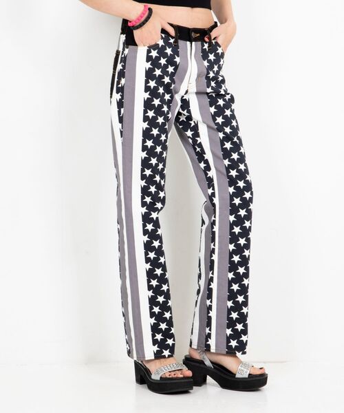 HYSTERIC GLAMOUR（ヒステリックグラマー）の「STAR STRIPE柄 フレアパンツ（その他パンツ・レディース・ブラック系その他/グリーン系その他・SMALL/MEDIUM）」の9枚目の写真