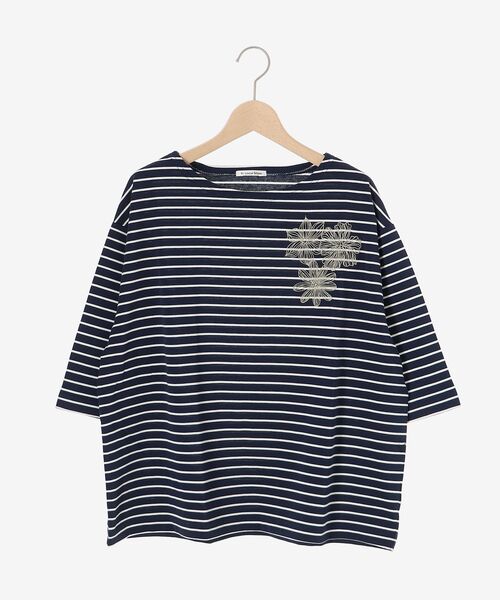 le.coeur blanc（ルクールブラン）の「ボーダーモチーフ刺繍カットソー（Tシャツ/カットソー・レディース・ブルー系その他4/ホワイト系その他・38）」の10枚目の写真