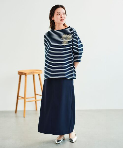 le.coeur blanc（ルクールブラン）の「ボーダーモチーフ刺繍カットソー（Tシャツ/カットソー・レディース・ブルー系その他4/ホワイト系その他・38）」の19枚目の写真