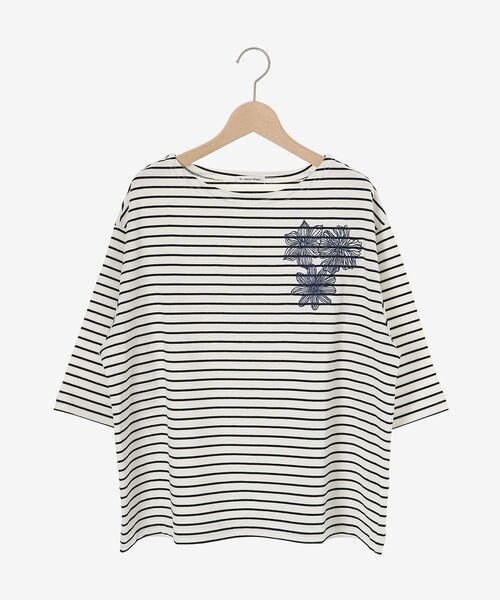 le.coeur blanc（ルクールブラン）の「ボーダーモチーフ刺繍カットソー（Tシャツ/カットソー・レディース・ブルー系その他4/ホワイト系その他・38）」の20枚目の写真