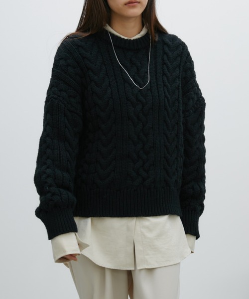 hazyl 】 cable loose knit / ケーブルルーズニット hazyl（ヘイジル