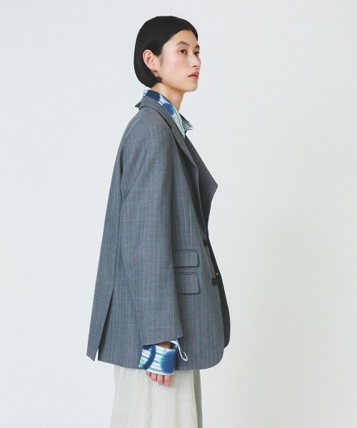 soduk(スドーク)の「【soduk】standing collar jacket(テーラードジャケット・レディース・グレー/ネイビー・ONE SIZE)」の7枚目の写真