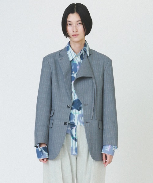soduk(スドーク)の「【soduk】standing collar jacket(テーラードジャケット・レディース・グレー/ネイビー・ONE SIZE)」の8枚目の写真