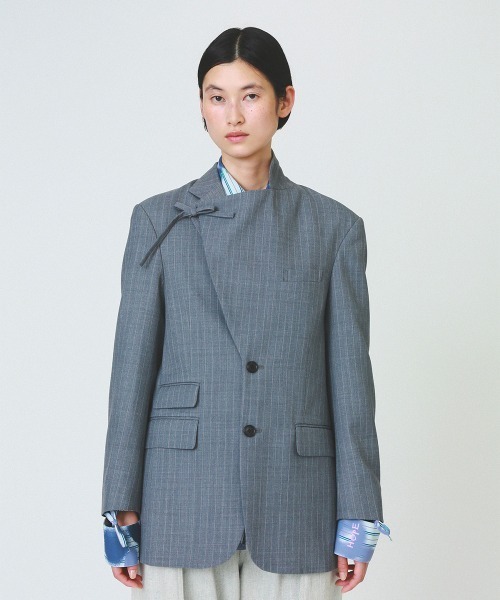 soduk(スドーク)の「【soduk】standing collar jacket(テーラードジャケット・レディース・グレー/ネイビー・ONE SIZE)」の13枚目の写真