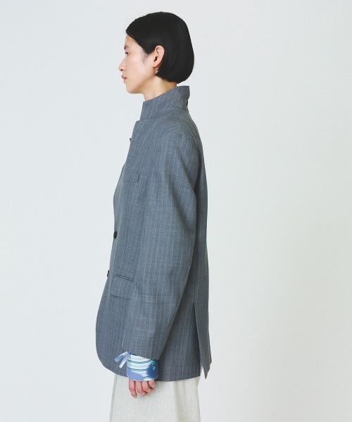 soduk(スドーク)の「【soduk】standing collar jacket(テーラードジャケット・レディース・グレー/ネイビー・ONE SIZE)」の9枚目の写真