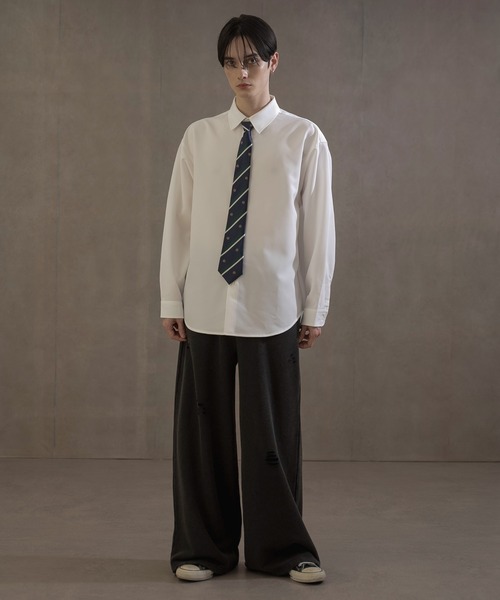 韓国 ネクタイ付き ルーズ ストライプ シャツ パーティー 上品 182b597859ab23e98f1c2ac6659f98