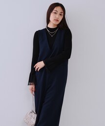 OPAQUE.CLIP | Vネックオールインワン【洗濯機洗い可】(サロペット/オーバーオール)