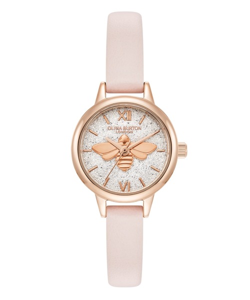 OLIVIA BURTON(オリビアバートン)の「「OLIVIA BURTON/オリビアバートン」シグネチャー - ミニ ラッキービー シルバー ホワイト ライトブラッシュ レザー(アナログ腕時計・レディース・ベビーピンク・FREE)」の1枚目の写真