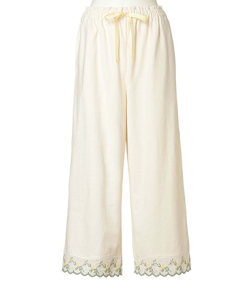 KID BLUE（キッドブルー）の「キッドブルー -ミモザレースインレイ -くるぶし丈ボトムス -KRBP516 -kidblue（その他パンツ・レディース・アイボリー/サックスブルー・M/L）」の2枚目の写真