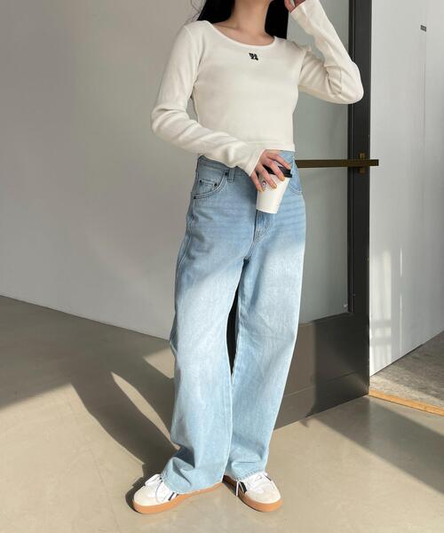 WEGO（ウィゴー）の「WEGO/【25年春夏新作】ヴィンテージウォッシュリブロンT（Tシャツ/カットソー・レディース・オフホワイト/スミクロ・FREE）」の3枚目の写真