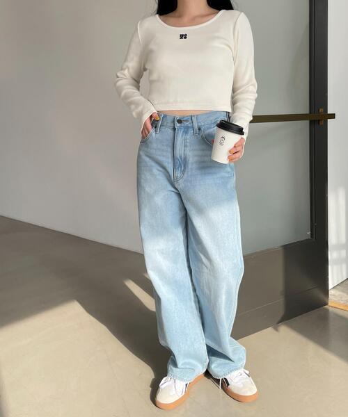 WEGO（ウィゴー）の「WEGO/【25年春夏新作】ヴィンテージウォッシュリブロンT（Tシャツ/カットソー・レディース・オフホワイト/スミクロ・FREE）」の9枚目の写真