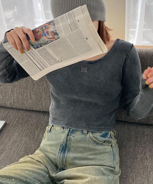 WEGO（ウィゴー）の「WEGO/【25年春夏新作】ヴィンテージウォッシュリブロンT（Tシャツ/カットソー・レディース・オフホワイト/スミクロ・FREE）」の12枚目の写真